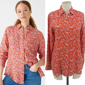 J. Crew Classic-fit Drapey Cupro‎ Shirt in Pink Floral Guarana Size 0